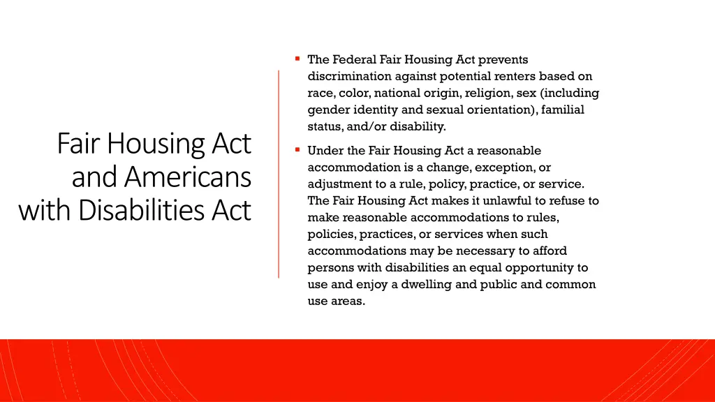 the federal fair housing act prevents