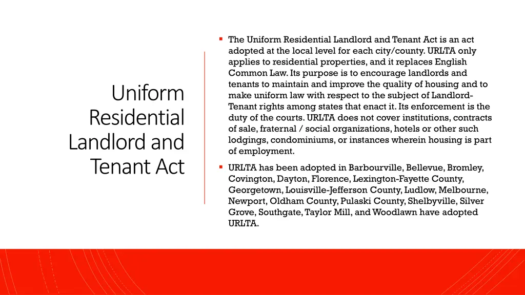 the uniform residential landlord and tenant