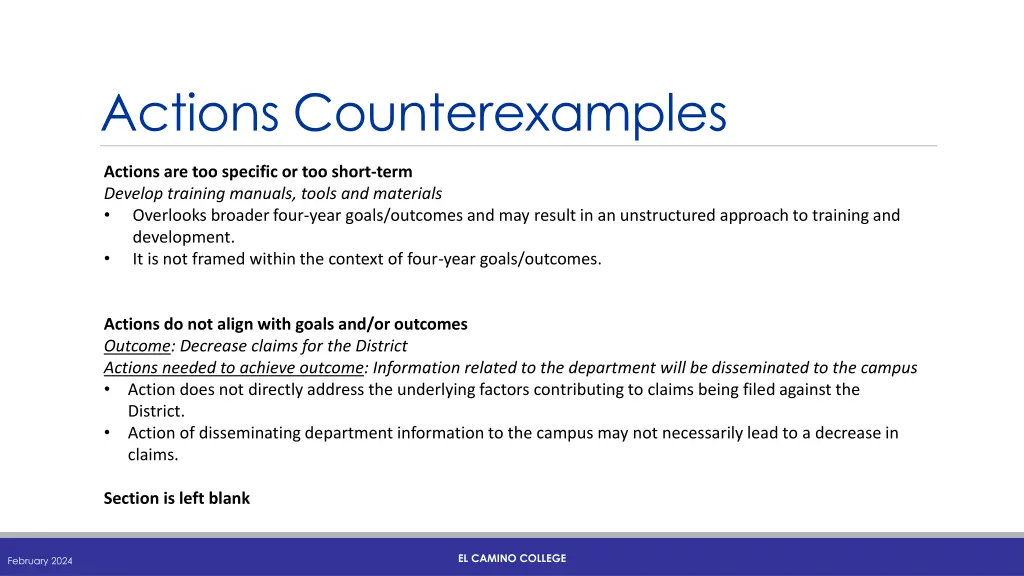 actions counterexamples