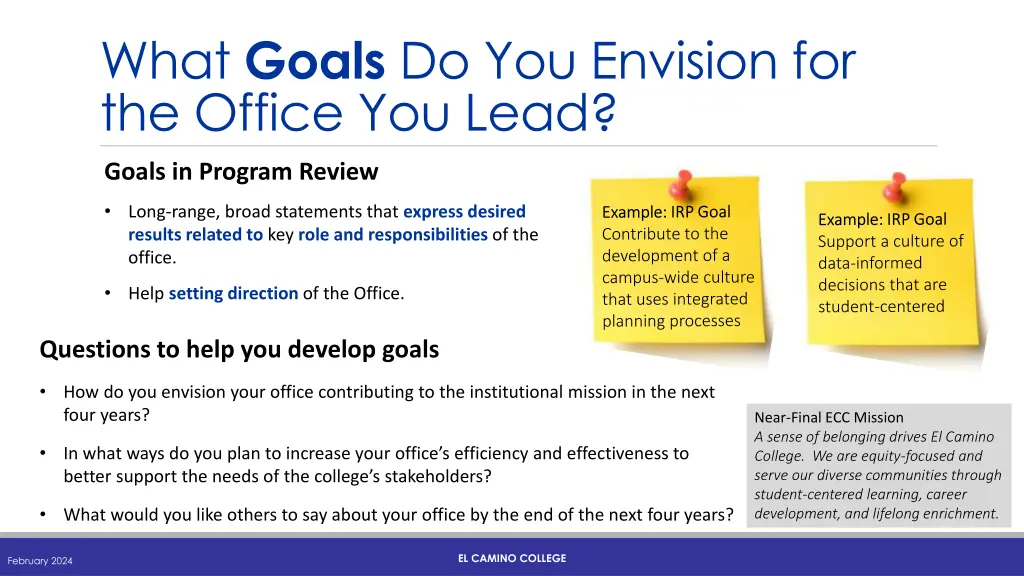 what goals do you envision for the office you lead