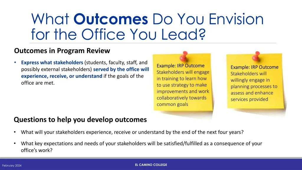 what outcomes do you envision for the office