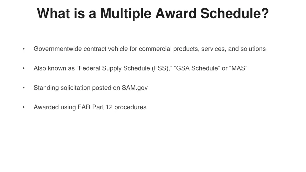 what is a multiple award schedule