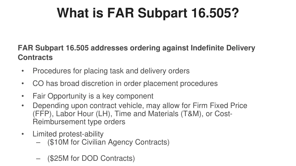 what is far subpart 16 505