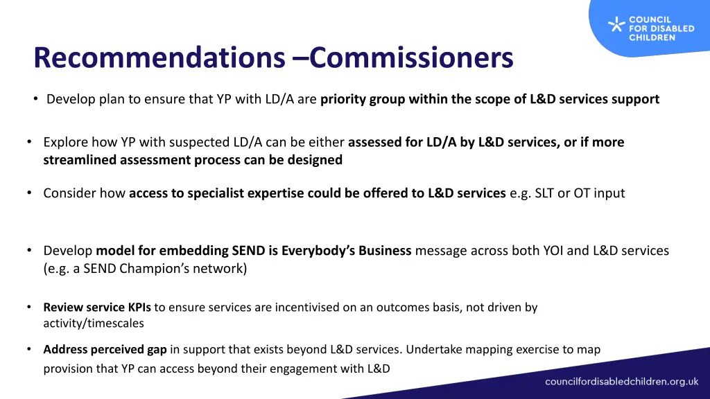 recommendations commissioners