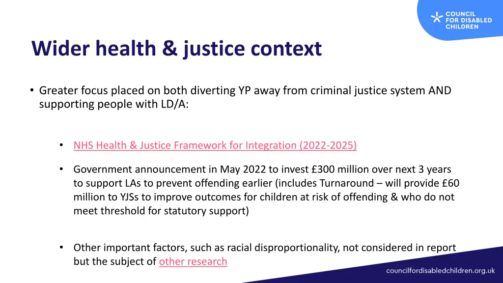 wider health justice context