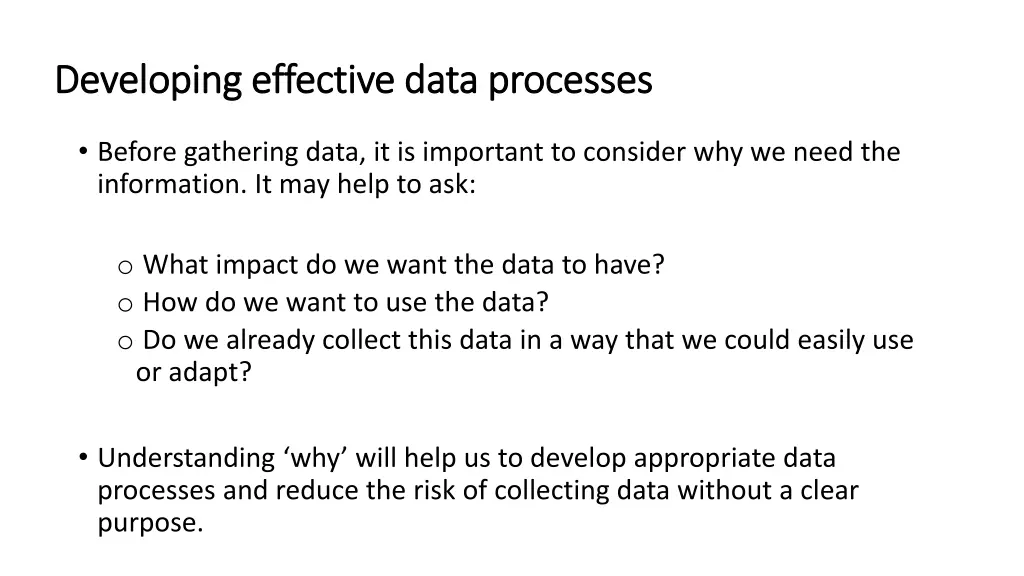 developing effective data processes developing