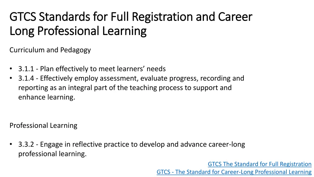 gtcs gtcs standards for full registration