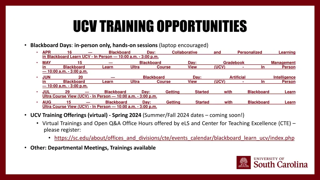 ucv training opportunities