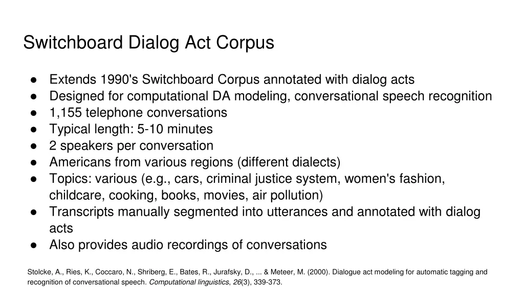 switchboard dialog act corpus