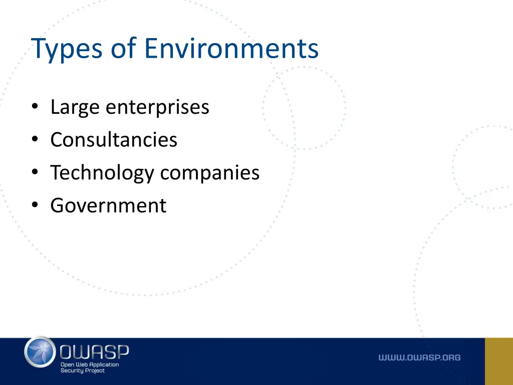 types of environments