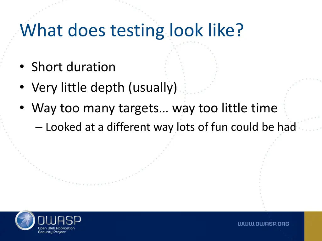 what does testing look like