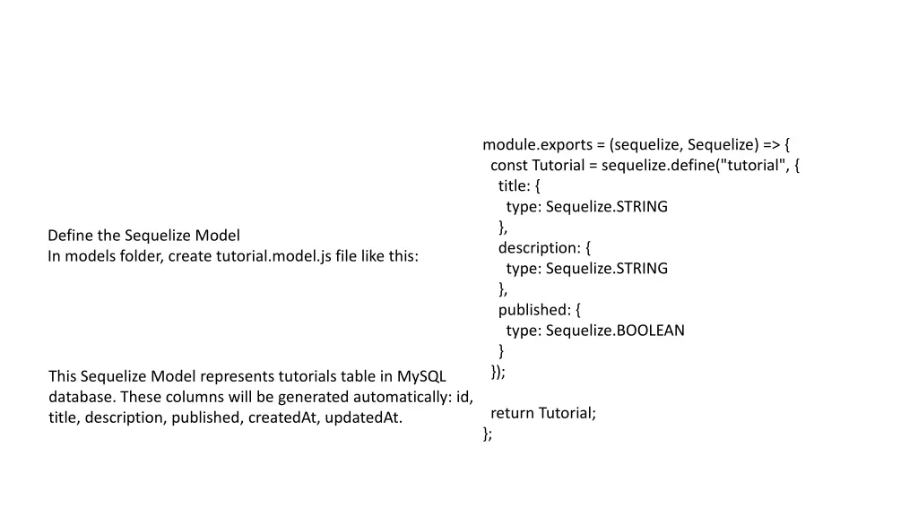 module exports sequelize sequelize const tutorial