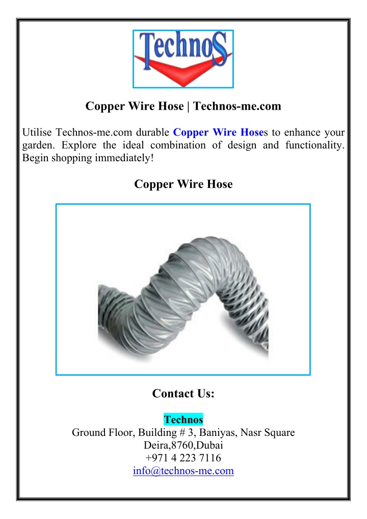 copper wire hose technos me com