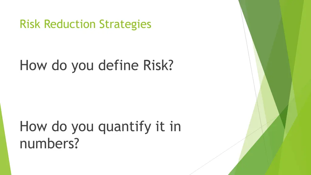 risk reduction strategies