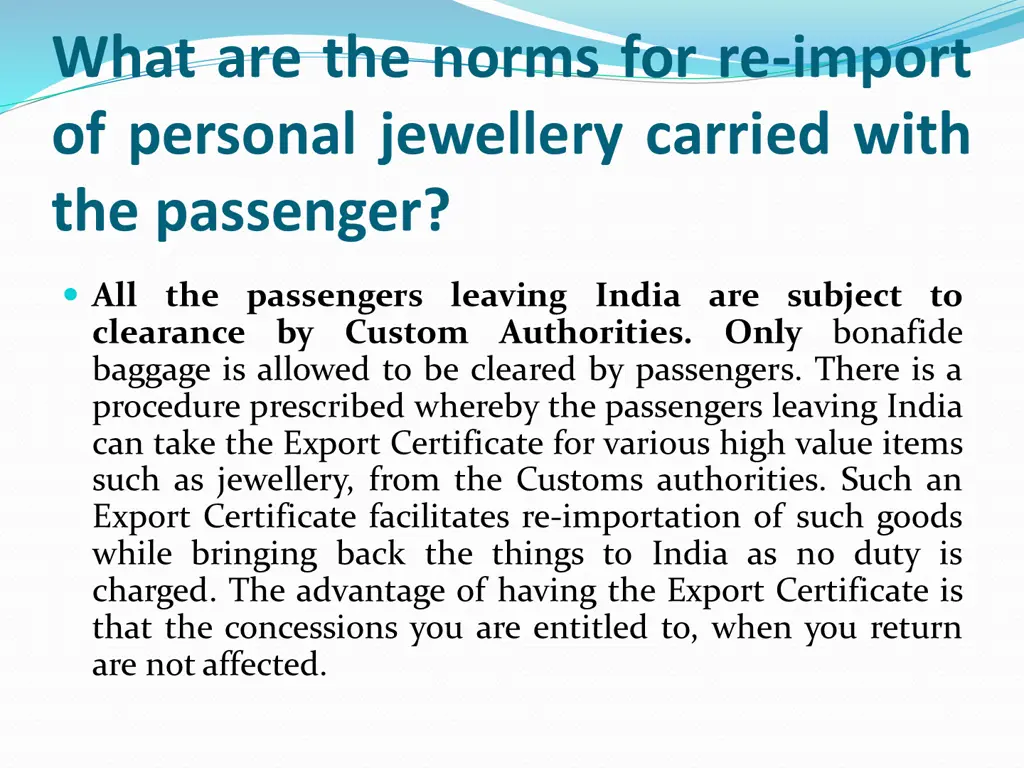 what are the norms for re import of personal