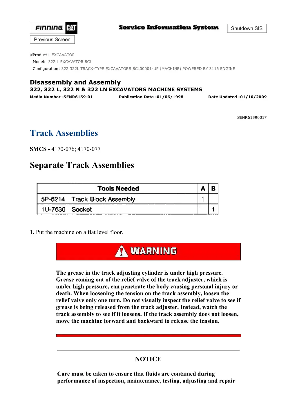 322 322l track type excavators 8cl00001