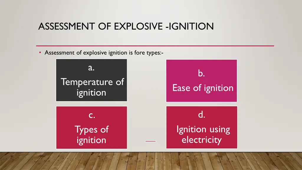 assessment of explosive ignition