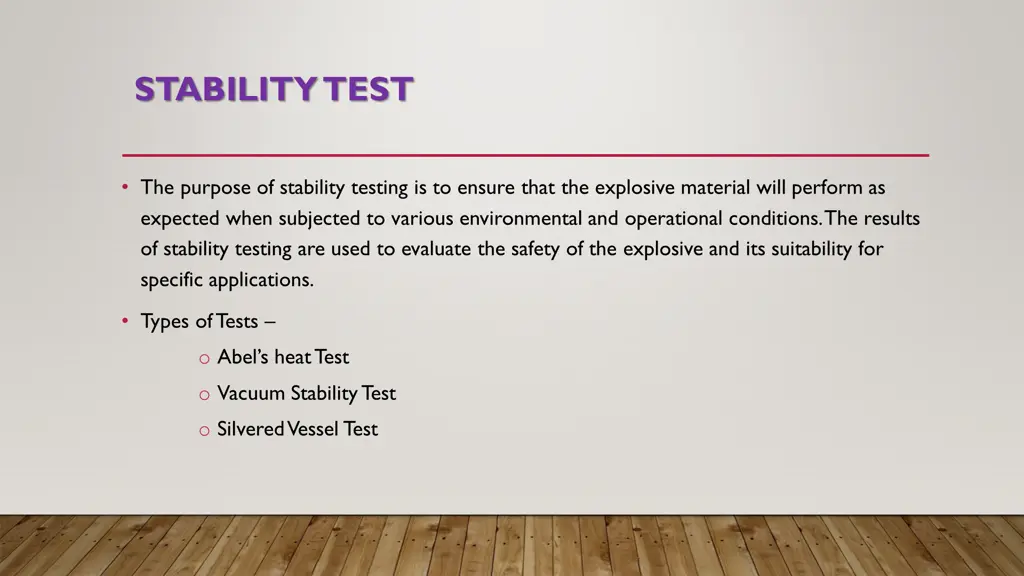 stability test