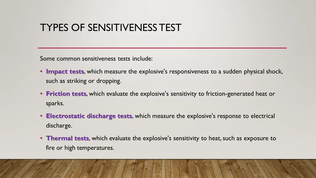 types of sensitiveness test