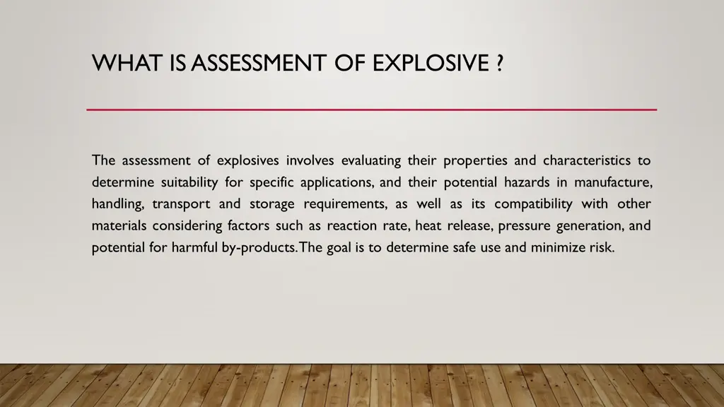 what is assessment of explosive