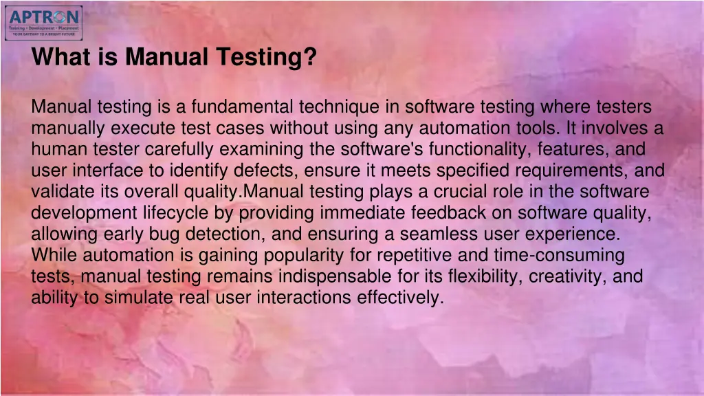 what is manual testing