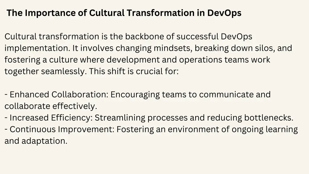 the importance of cultural transformation