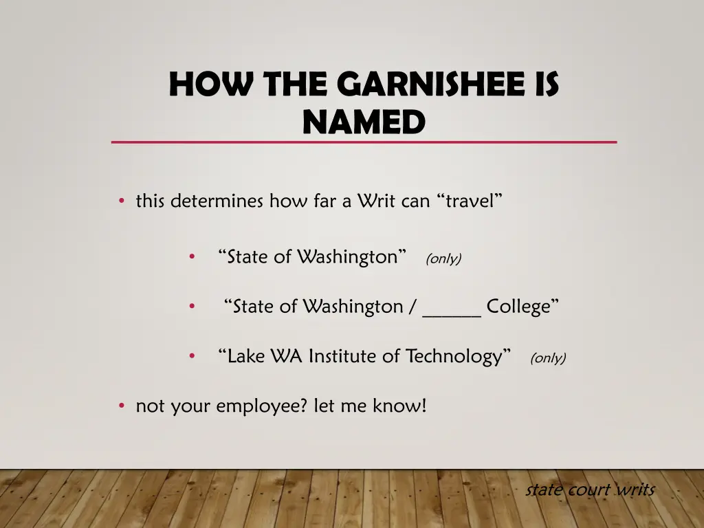 how the garnishee is named