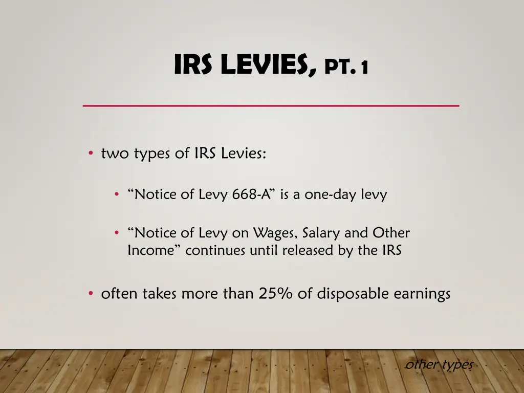 irs levies pt 1