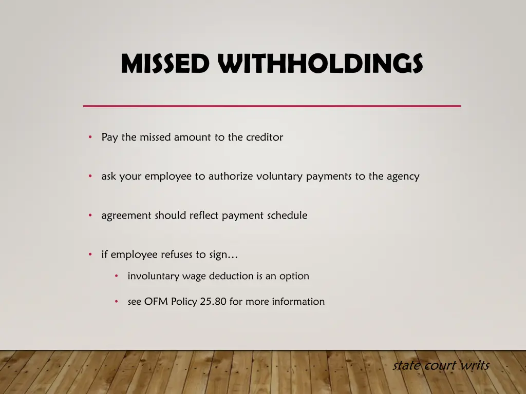 missed withholdings