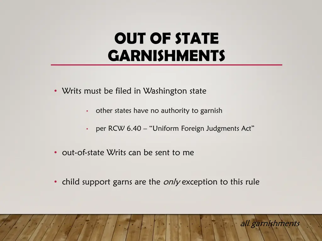 out of state garnishments