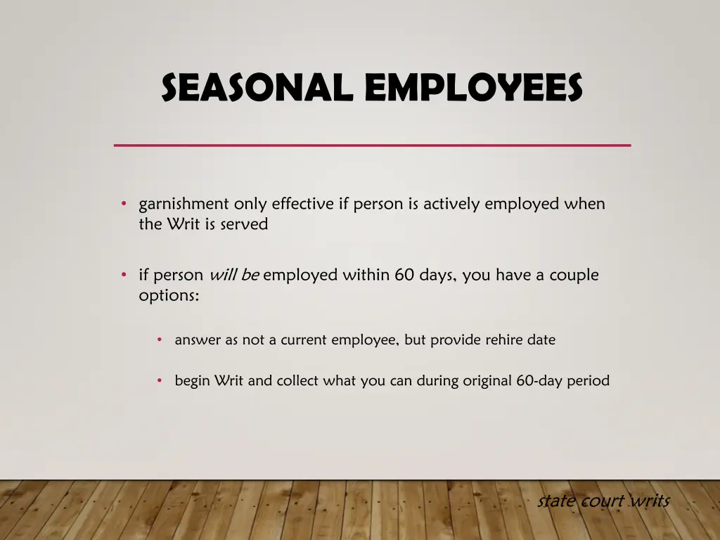 seasonal employees