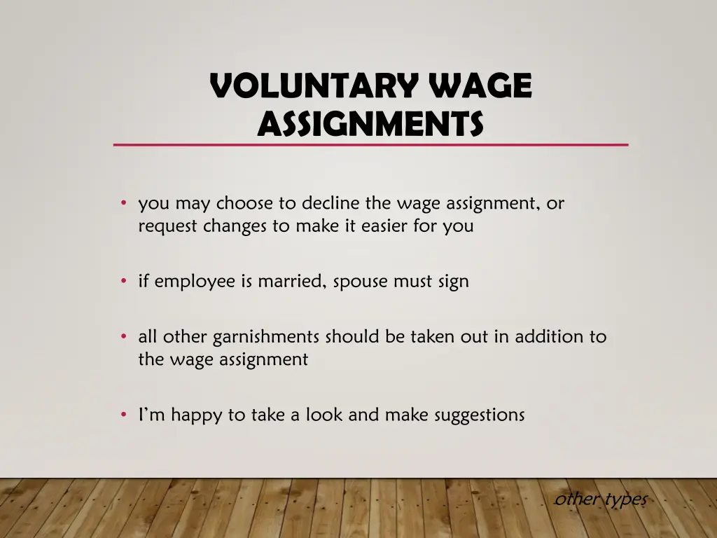 voluntary wage assignments