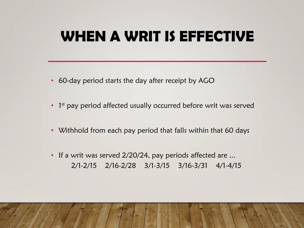 when a writ is effective