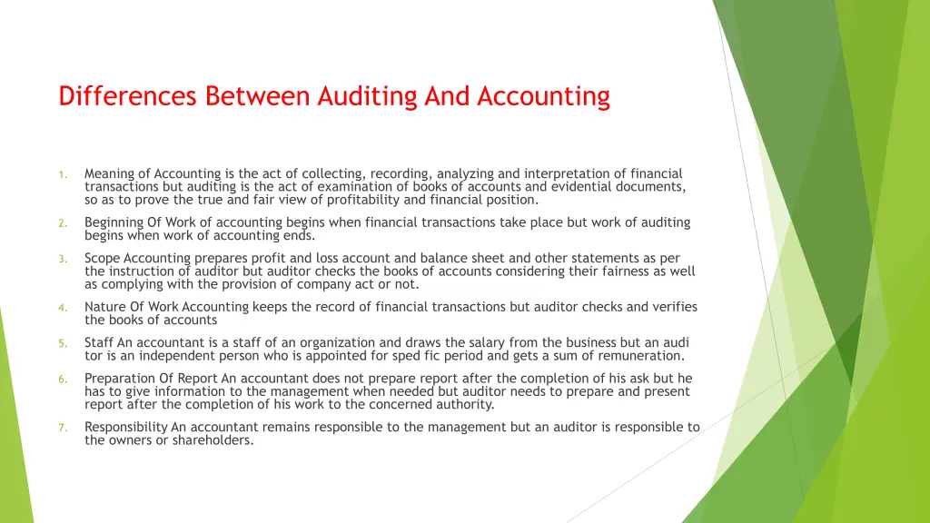 differences between auditing and accounting