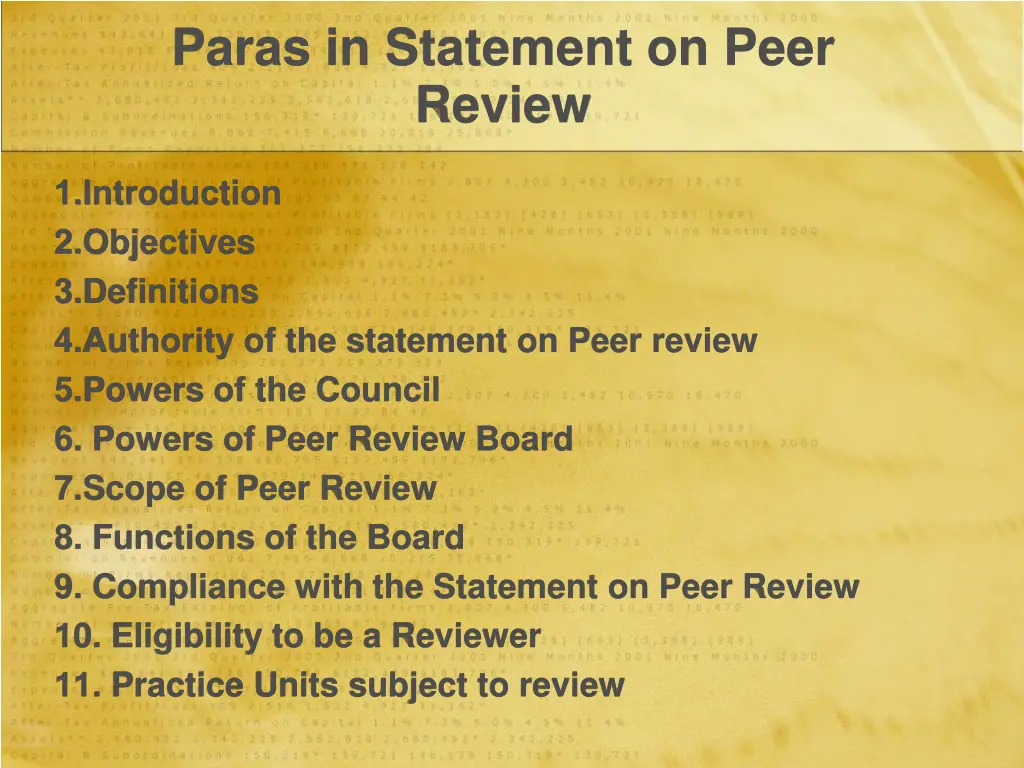 paras in statement on peer review