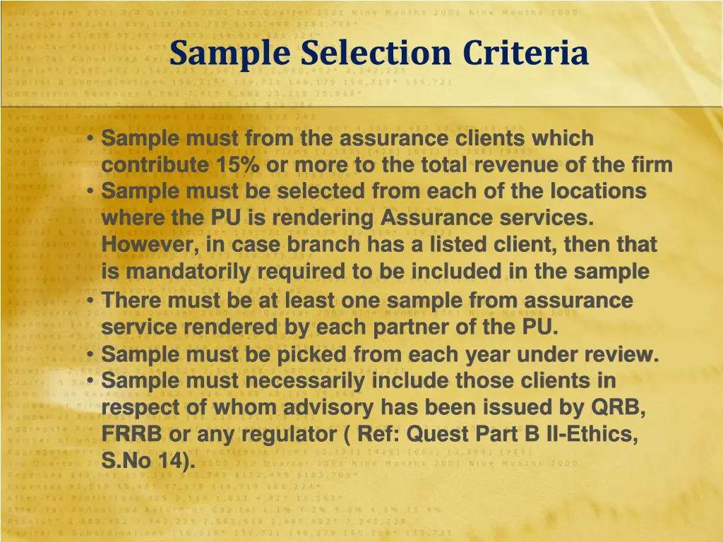 sample selection criteria 1