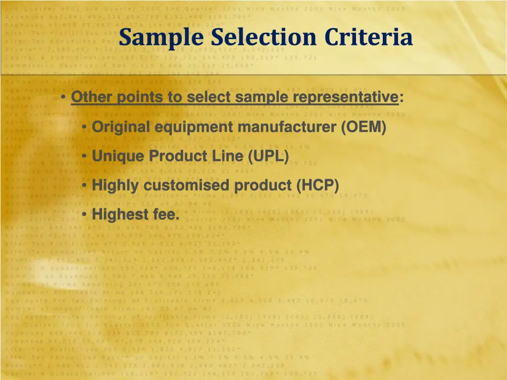 sample selection criteria 2