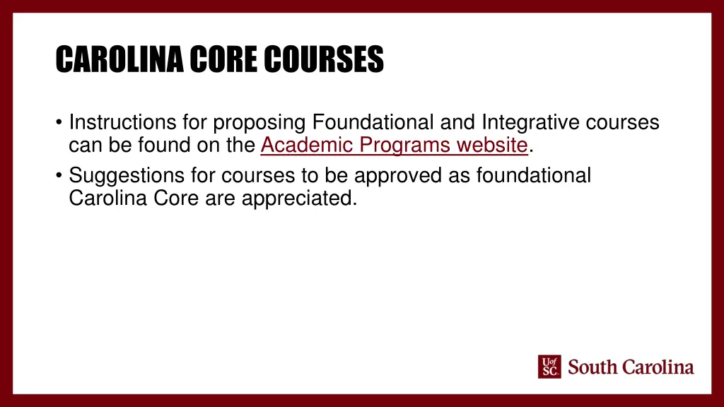 carolina core courses