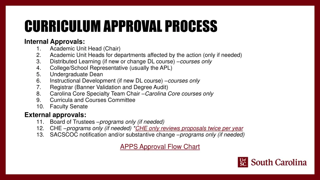 curriculum approval process internal approvals