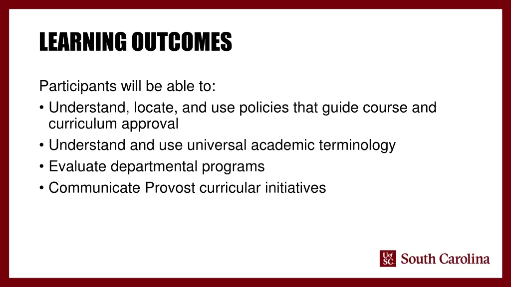 learning outcomes