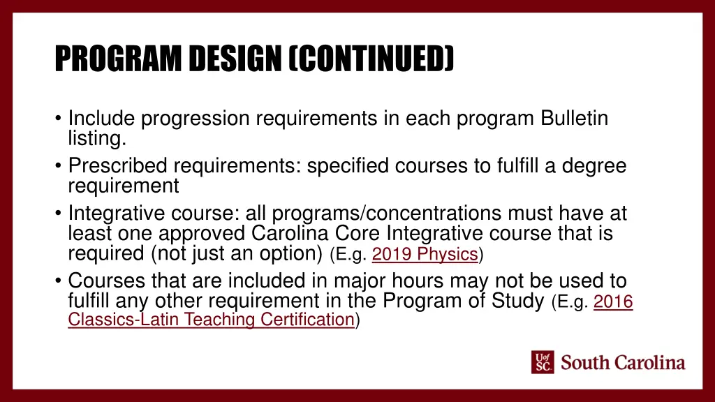 program design continued