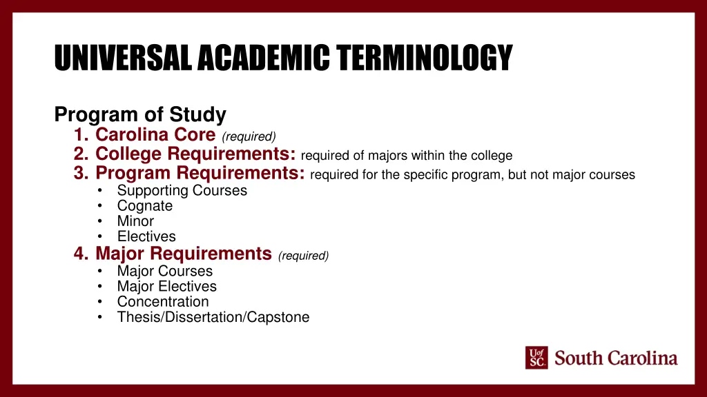 universal academic terminology