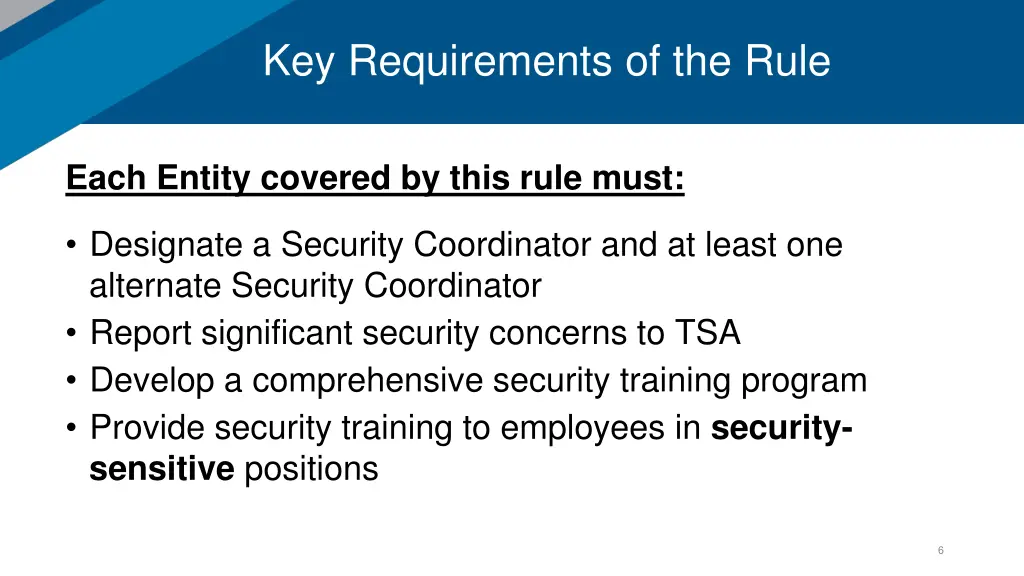 key requirements of the rule