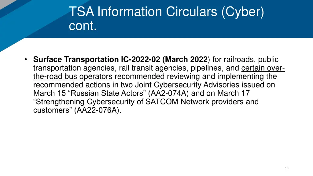 tsa information circulars cyber cont