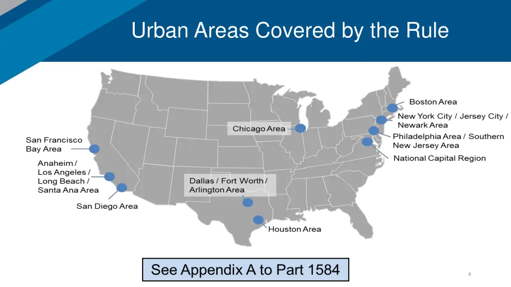 urban areas covered by the rule