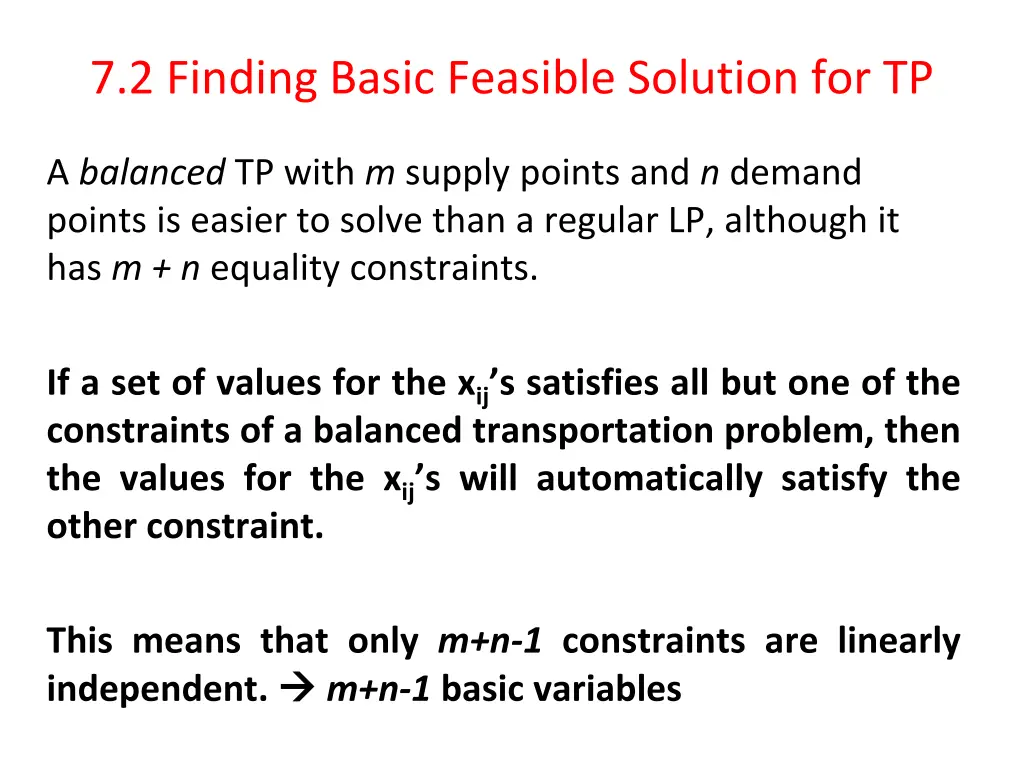 7 2 finding basic feasible solution for tp