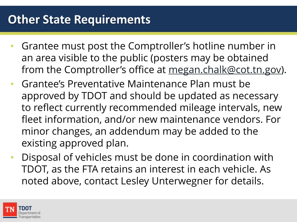 other state requirements