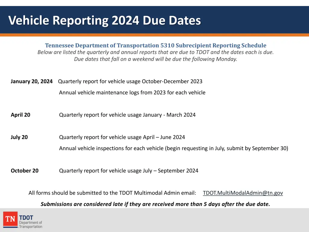 vehicle reporting 2024 due dates