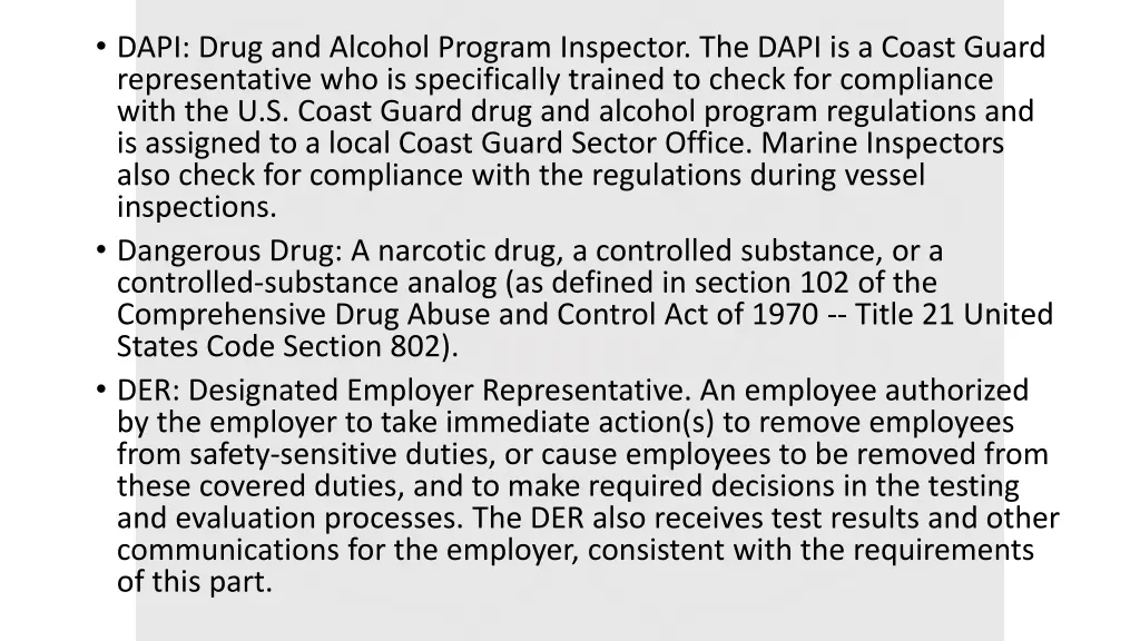 dapi drug and alcohol program inspector the dapi