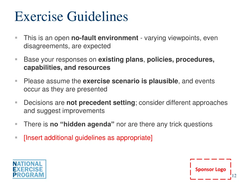 exercise guidelines